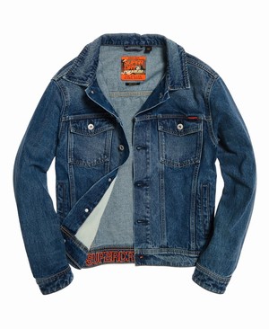 Superdry Highwayman Trucker Denim Férfi Kabát Kék | CHQZG9310